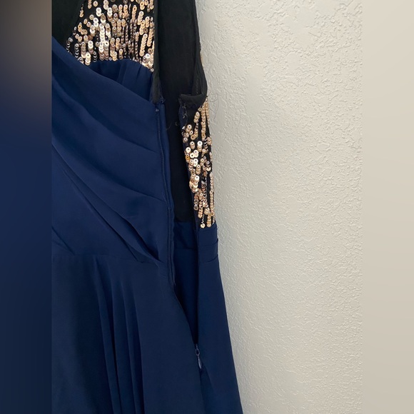 NWOT, 3.1 Phillip Lim for Target Navy Chiffon Dress Mettalic Gold Sequins Size 4 - Picture 7 of 14